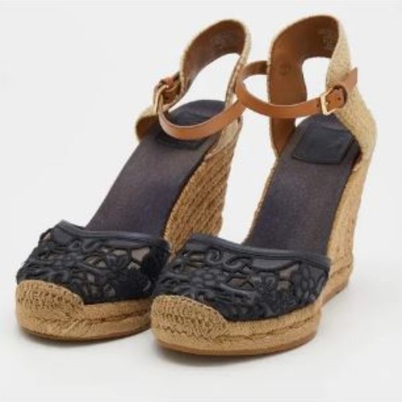 Tory Burch Shoes - Tory Burch Lucia Lace Wedge Espadrille, Tory Navy size 6.5